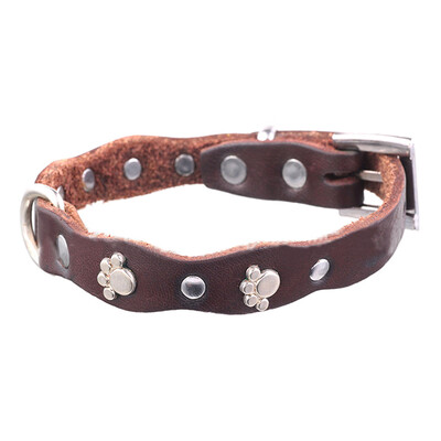 

Genuine Leather Dog Collar Soft Adjustable Studded Pet Collars For Small Medium Dogs Cats