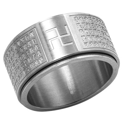 

Jewelry Ring For Women And Men Stainless Steel Gold Plate Chinese Buddhist Scriptures Ring