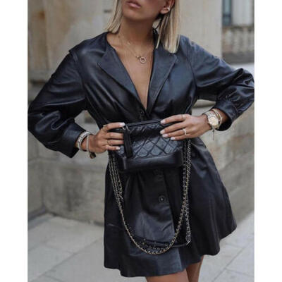 

US Women Ladies Suede Leather Jacket Flight Long Coat Biker Casual Tops Clothes