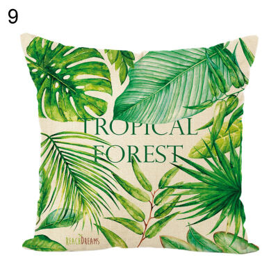 

Green Leaves Soft Linen Throw Pillow Case Cushion Cover Sofa Bed Car Home Decor