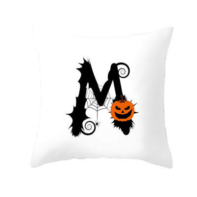 

4545cm Pillow Case Cushion Cover Halloween Interest Letter Pumpkin Home Decor