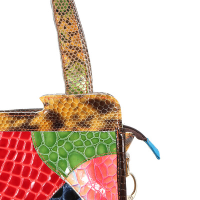 

Snake Plaid Flower Stitching Contrast Color Handbag Fashion Handbag Colorful Stitching Shoulder Diagonal Woman Bag