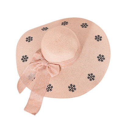 

Women Fashion Concise Casual Sunscreen Wide Brim All-match Bow-knot Printed Sun Hat