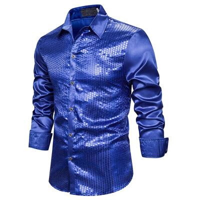 

Tailored Mens Solid Button Slim Fit Turn-Down Collar Long Sleeve Top Blouse Shirt