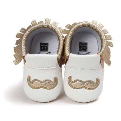 

Fashion Fringe Baby Grils Autumn Kids Mustache Pattern Anti-skid Soft Slip on First Walkers Shoes