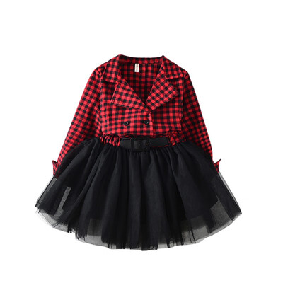 

Xmas Gift Kids Girl Dress Toddler Kids Baby Girls Checked Dress Red Plaid Patchwork Tutu Dress Princess Party Prom Tulle Dresses