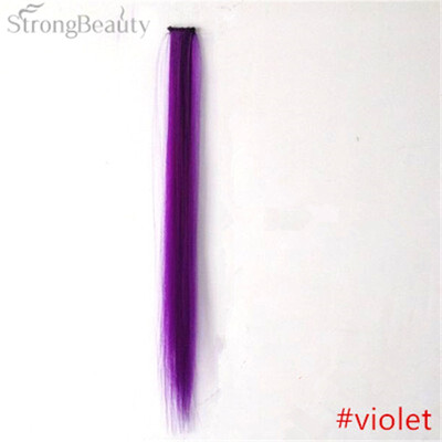 

StrongBeauty Women Colorful Extension Long Synthetic Clip In Straight Hairpiece Party Highlights Punk Hair Pieces