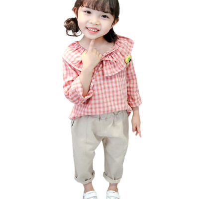 

Baby Girl Clothes 0-3T Lovely Toddler Girl Plaid Pattern Long-sleeved Girls Sets Tops Pants 2 Pieces Childrens Sets