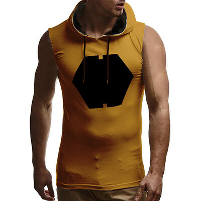 

Toponeto Men Hooded Striped Splicing vest jacket Patchwork Sleeveless Contrast Hoodie