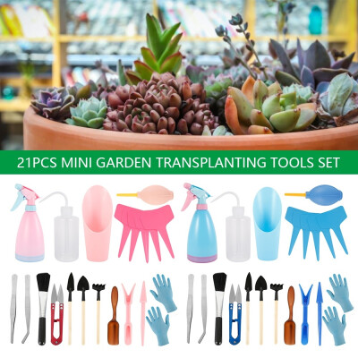 

21Pcs Mini Garden Transplanting Tools Set Gardening Hand Tools for Succulent Care Indoor Miniature Fairy Garden Plant Care