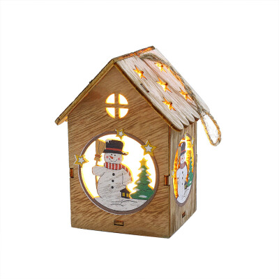 

Gobestart LED Light Wooden Dolls House Villa Christmas Ornaments Xmas Tree Hanging Decor