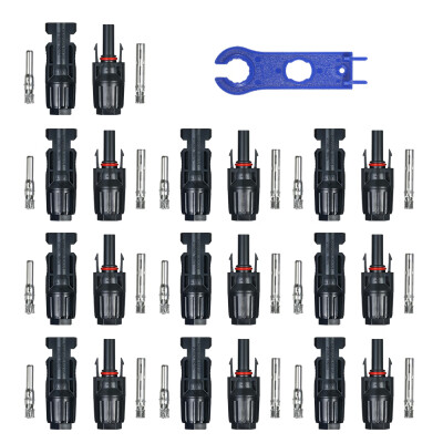 

20 Pairs MC4 MaleFemale Solar Panel Cable Connectors with Spanner Assembly Tool for PV System