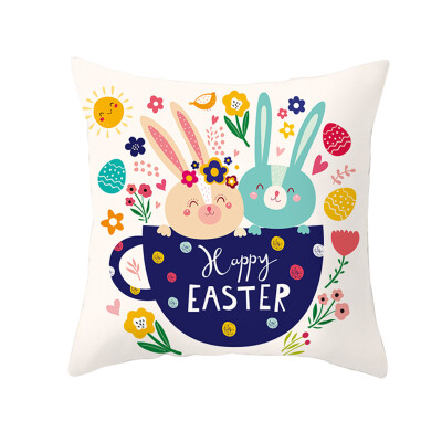 

〖Follure〗Easter Rabbit Print Pillow Case Polyester Sofa Car Cushion Cover Home Decor