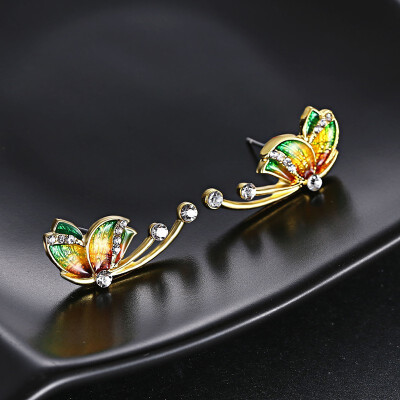 

Fashion Crystal Butterfly Earring For Women Jewelry Accessories Insect Animal Badges Stud Earrings Female Gifts