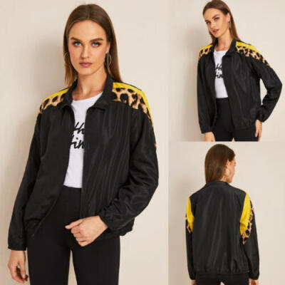 

Women Ladies Casual Jacket Coats Zip Up Biker Flight Casual Tops Coat Outwear US