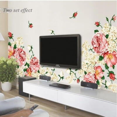 

DIY Home Decor Art Vinyl Removable Wall Stickers Beautiful Peony Mural Decals