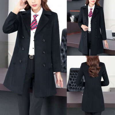 

Toponeto Women Professional Wear Medium And Long Jacket Thick Woolen Cotton Coat