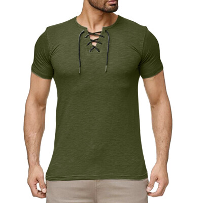 

Toponeto Summer Mens Fashion Casual Comfort Solid Color Strap Short Sleeve T-Shirt Blouse