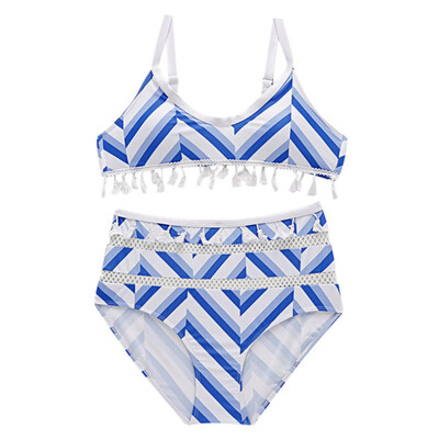 

Women Bikini Set Ruffled Sexy Sweet Fringed Umbilical Split Shorts Swimsuit Print High Waist Swimwear Set