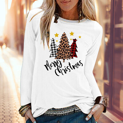 

Tailored Christmas Women Print Color Print Tops Hooded Pullover Blouse T-Shirts