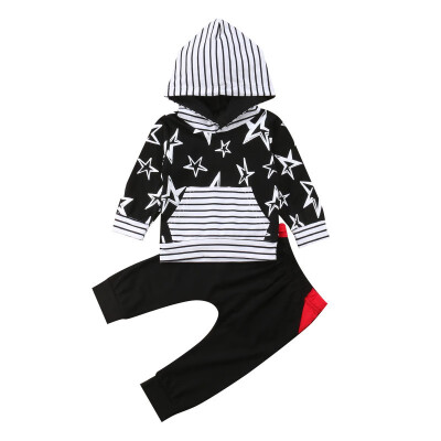 

Spring Autumn Baby Kid Girl Boy Clothing Set Long Sleeves Striped Five-pointed Star TopPant 2Pcs Infant Children Kids Clothes