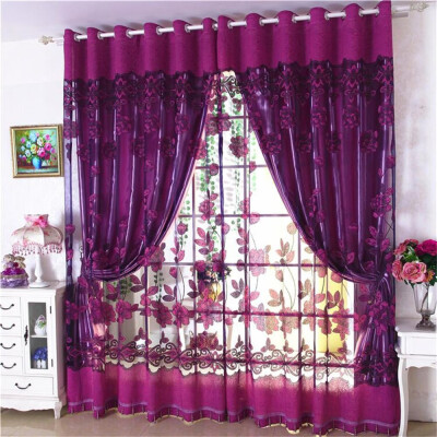 

Gobestart Leaves Sheer Curtain Tulle Window Treatment Voile Drape Valance 1 Panel Fabric