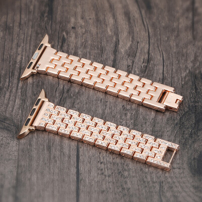 

〖Follure〗Luxury Alloy With Crystal Link Bracelet Watch Band Strap For Apple Watch 38MM BK