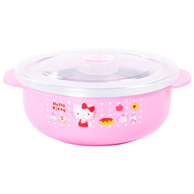 

HELLO KITTY Hello Kitty Childrens Tableware Baby Childrens Bowl Cup Soup Bowl Stainless Steel Covered Anti-scalding Training Bowl Waterproof Insulation 36849P Pink 350ML Double Handle Bowl