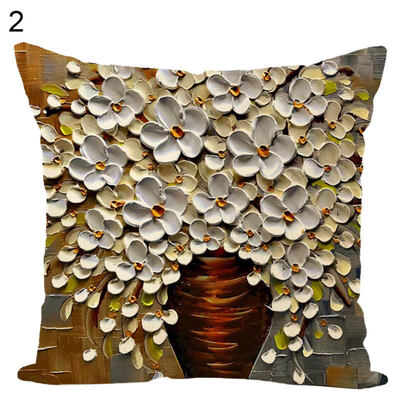 

Flower Plant Painted Throw Pillow Case Cushion Cover Sofa Bed Car Office Decor