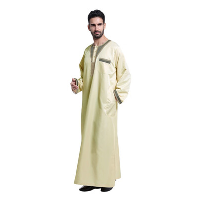

5 Color Men Saudi Style Thobe Thoub Abaya Robe Daffah Dishdasha Islamic Arab Kaftan New Muslim Clothing For Men S4