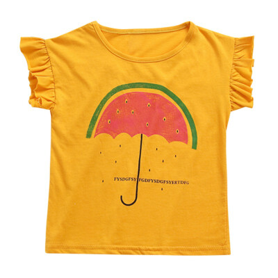 

Girls Cotton Summer Tops Children T shirts Baby Clothes Umbrella Print Tees Girl T-shirt Kids Tee Shirt Tops