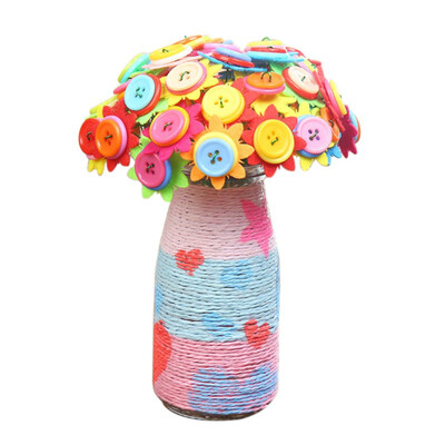 

DIY Multicolor Round Resin Decorative Buttons Flower with EVA Flower Pot Scrapbooking Embelishments Sewing Craft Supply
