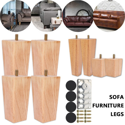 

4PCS Solid Wood Sofa Legs Inclined Coffee Table Feet Furniture Level Feet with Metal Plate Cabinet Legs Multiple Size 61015cm