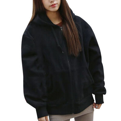 

2018 Winter Fashion Womens Hoodies Sweatshirt Zipper Long Sleeves Solid Color Zipper Pockets Women Hoodies Sweatshirts