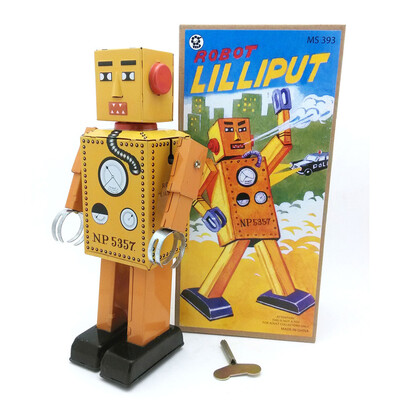 

YIWULATinplate Nostalgic Clockwork Chain Toy Photography Props Robot MS393