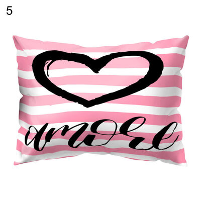 

Lovely Pink Letters Rectangle Throw Pillow Case Cushion Cover Home Car Decor