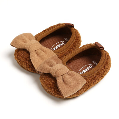 

Baby Shoes Infant Girl Breathable Plush Bowknot Anti-Slip Casual Sneakers Toddler Soft Soled Walking Sweet Shoes