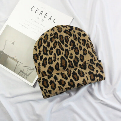 

Warm Winter Hats Women Knitted Soft Wool Hat Leopard Twist Skullies Beanie Hats Fashion Skullies All-match Wool Cap Hat