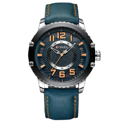 

CURREN 8341 Man Quartz Watch Waterproof Alloy Case Hardlex Mirror Genuine Leather Strap Male Wristwatch