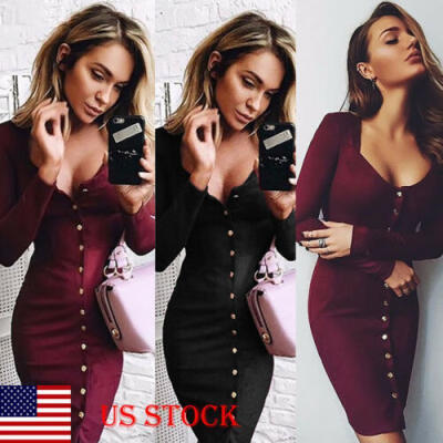 

US STOCK Womens Ladies Bandage Bodycon Evening Party Cocktail Club Mini Dress