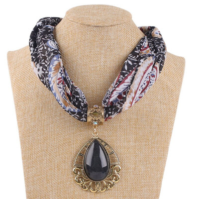 

Gobestart Floral Scarves Women Boho Beach Shawl Crystal Stone Casual Wrap Necklace Scarf