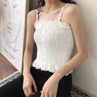 

Woman Short Top Summer Ruched Sexy Tops Strapless Shirts For Woman Knitted Camis Female Tops