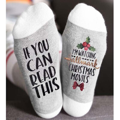 

1Pair Christmas Personalised Socks Letter Printed Socks Funny Socks