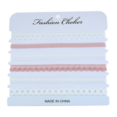 

6 Pcs Set Multicolor Lace Chocker Collar Simple Fashion Sweet Style Six Designs Women Necklace jewelry Direct Sales