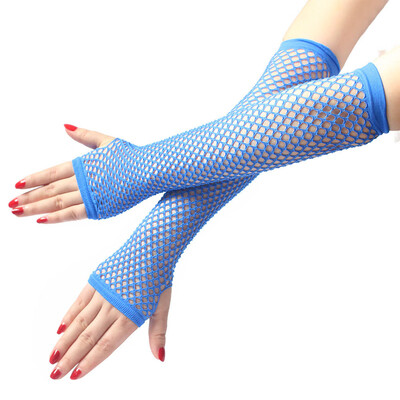 

Womens Fingerless Fishnet Gloves Hollow Out Holes 80s Dance Costume Party Decorations- Assorted Colors