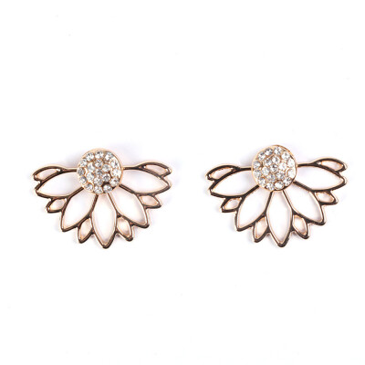 

Fashion Ladies Full Diamond Earrings Stud Earrings Mini Gold Silver Flower shape