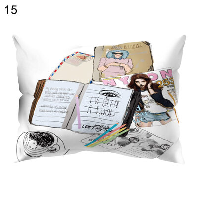 

Flower Letter Print Pillow Case Sofa Waist Throw Cushion Cover Office Home Decor