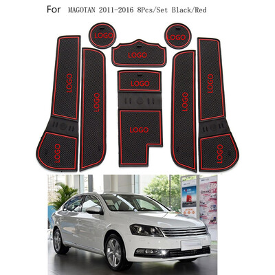 

8PCSSet Replacement for 2011-2016 Magotan Car Door Groove Mat Non-Slip Rubber Cup Holder Gate Slot Pad Car Styling