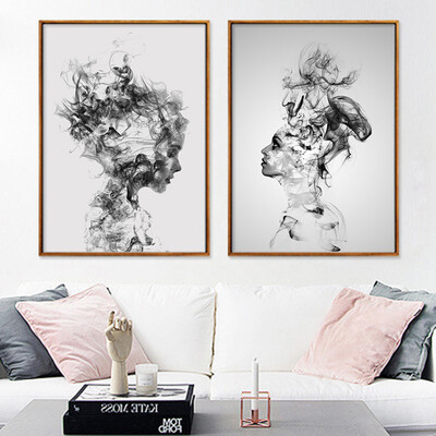 

Gobestart Abstract Black White Woman Canvas Print Art Painting Home Wall Decor Unframed
