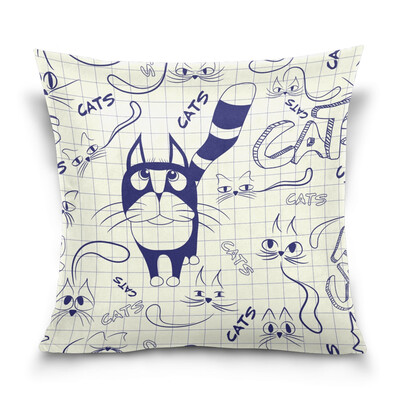 

ALAZA Throw Pillow Cover 16 X 16 inch Christmas Gift Cushion Cover with Cartoon Cat Printed Pillowcase